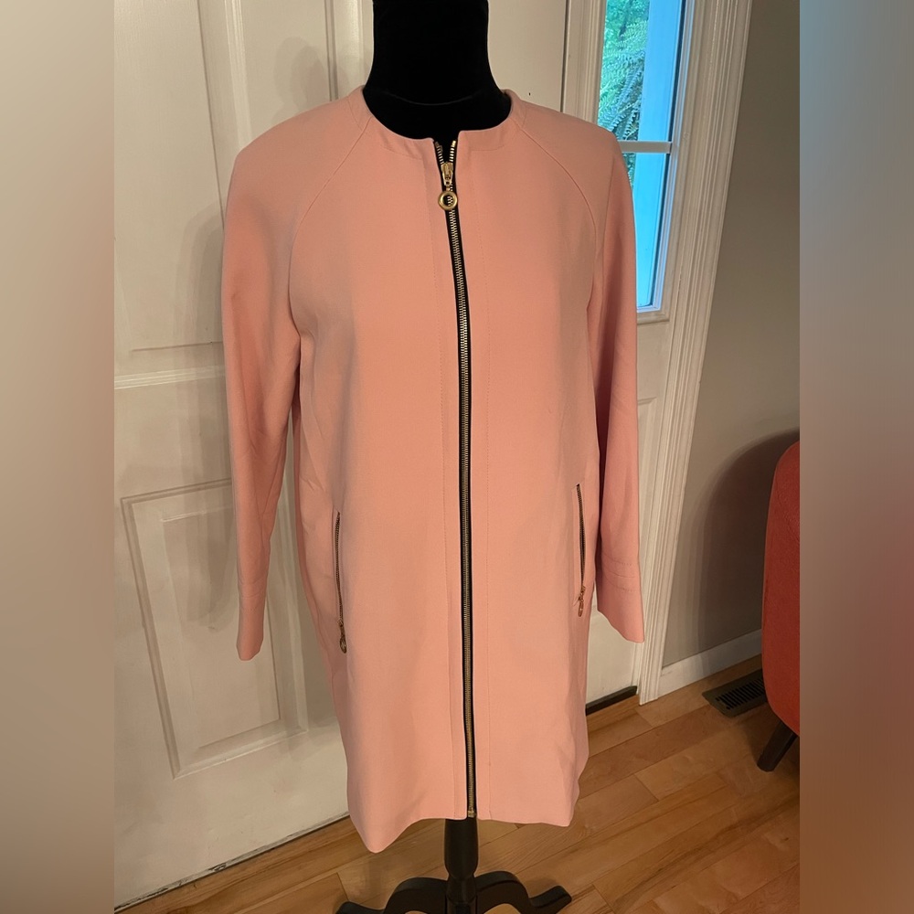 Zara Basic Long Pink Zipped Blazer Size M